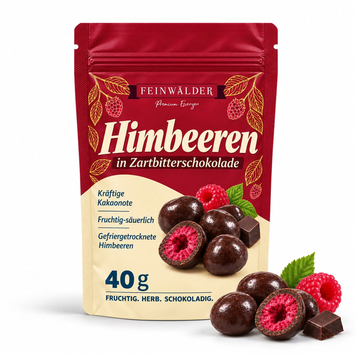 Himbeeren in Zartbitterschokolade · 40 g · Mini