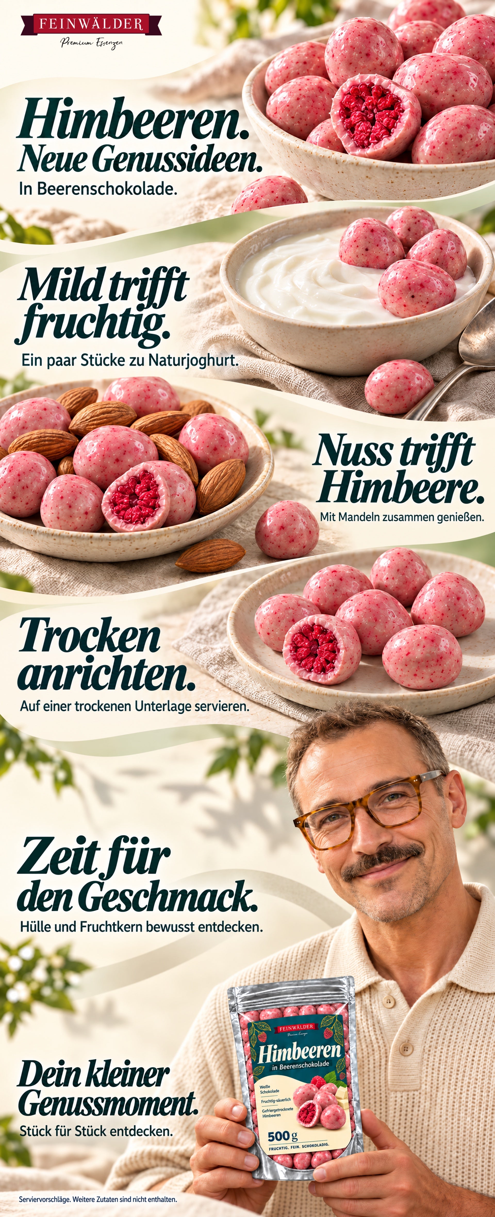 Feinwälder Himbeeren in Beerenschokolade – weitere Genuss- und Servierideen