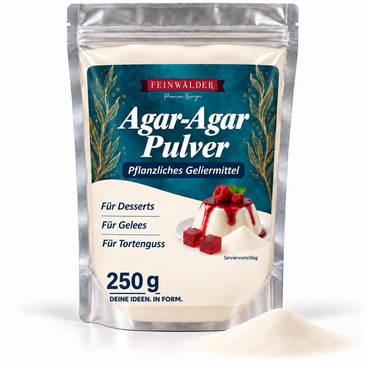 Agar-Agar-Pulver – 250 g im Feinwälder-Standbodenbeutel