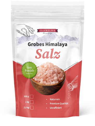 Feinwälder® 1kg Himalaya-Salz GROB & 100% naturbelassen – Rosa Kristallsalz