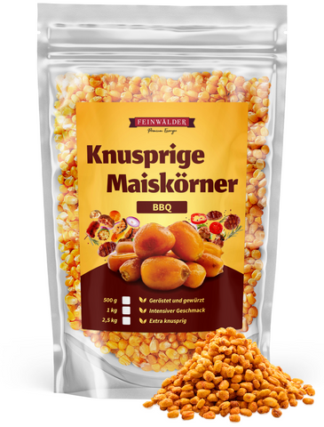 Feinwälder® 1kg geröstete Maiskörner extra knusprig - BBQ Geschmack – Mais-Snack