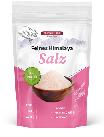 Feinwälder® 1kg Himalaya-Salz FEIN & 100% naturbelassen – Rosa Kristallsalz