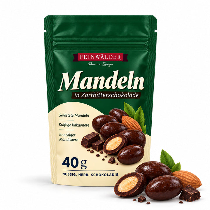 Mandeln in Zartbitterschokolade – 40 g Mini