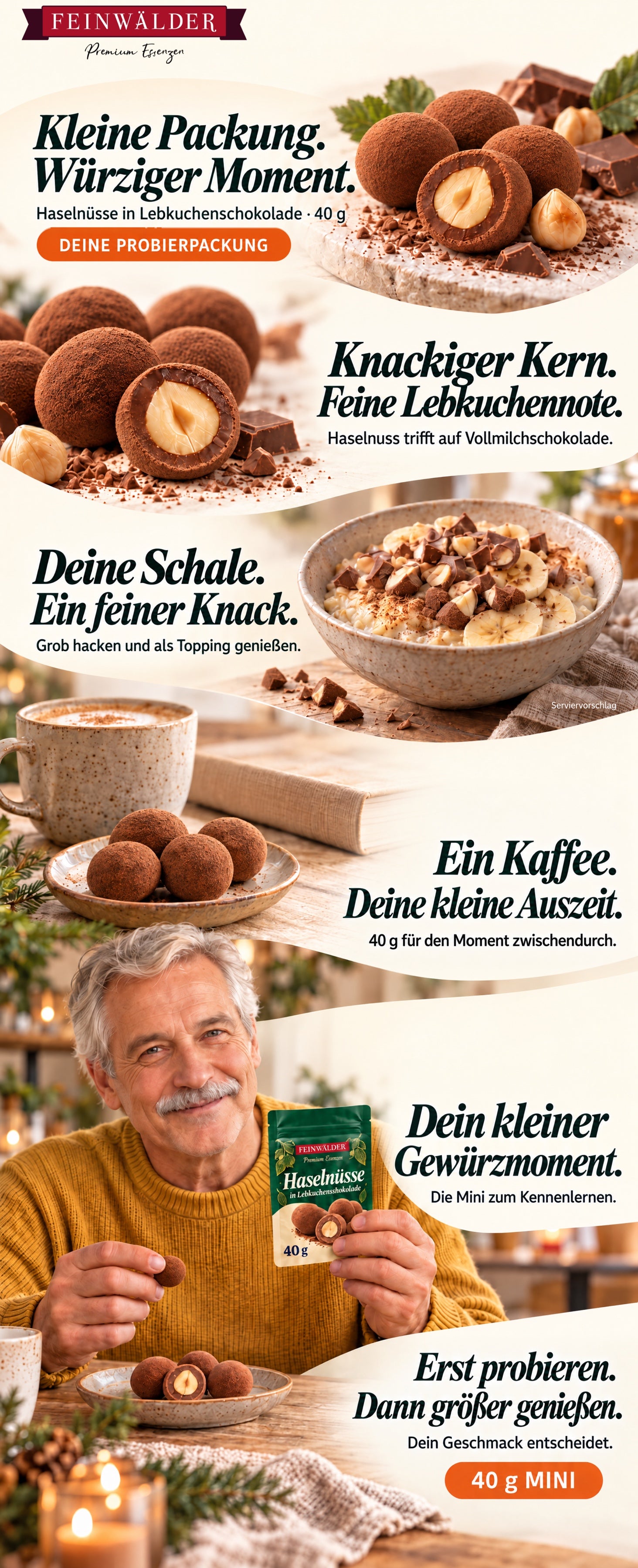 Orzechy laskowe w czekoladzie piernikowej – 40 g Mini · Mini