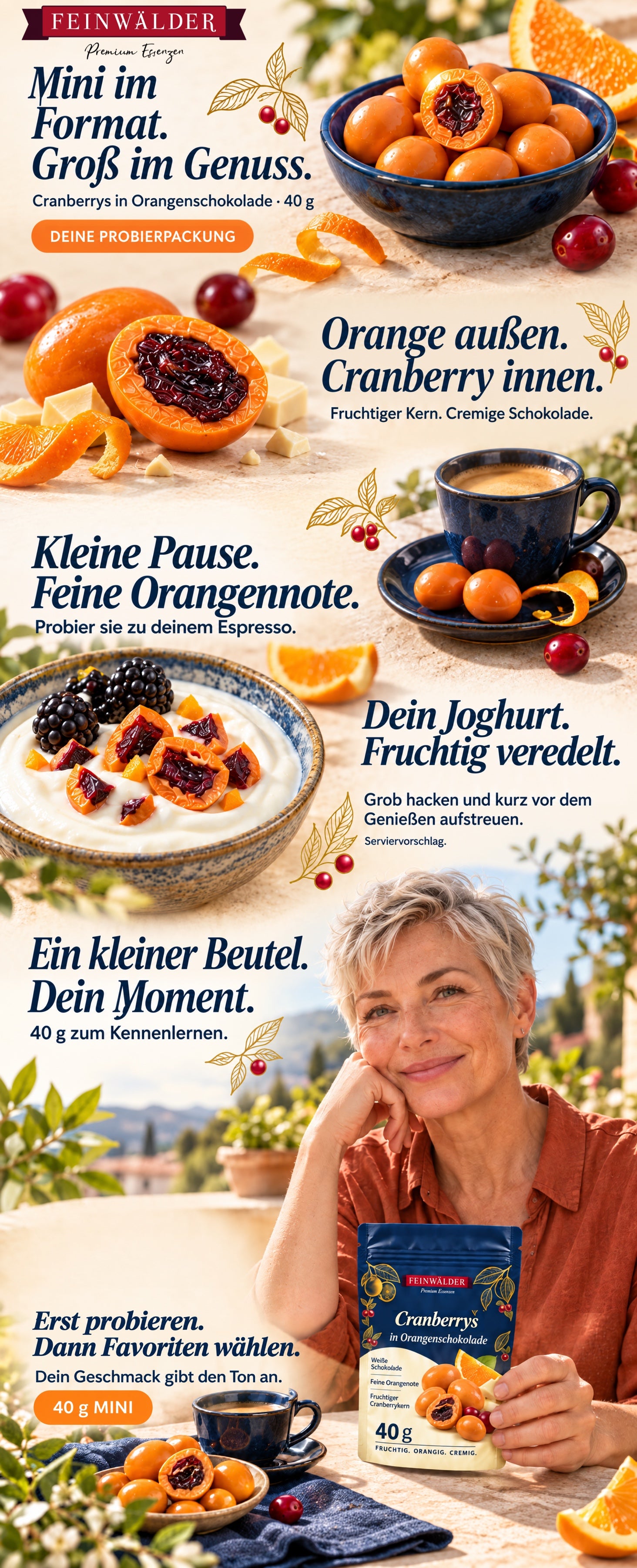 Cranberries in orange chocolate – 40 g Mini · Mini