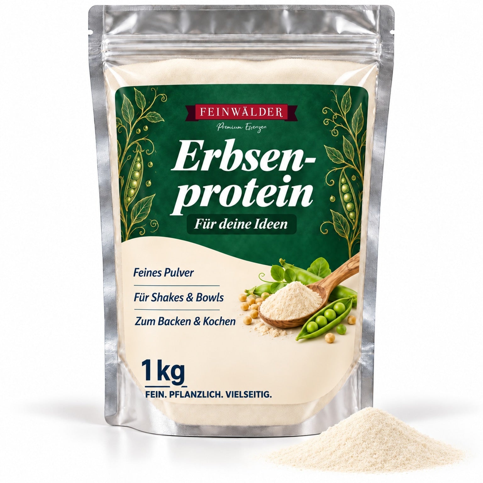 Erbsenprotein – 1 kg im Feinwälder-Standbodenbeutel
